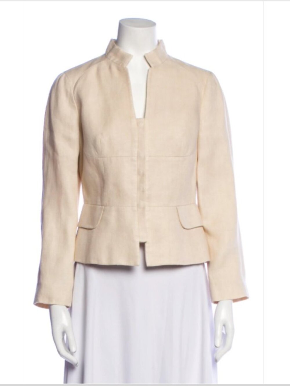 Versace 100% Hemp Ivory Cropped Lined Jacket Gold Buttons Size 6